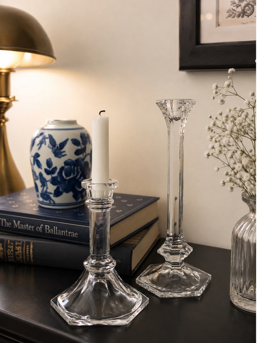Vintage Crystal Candlestick Pair |Grandmillennial Ralph Lauren Old Money Decor